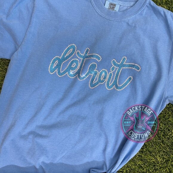 Detroit Game Day Rhinestone Comfort Colors Tee - Picture 1 of 5